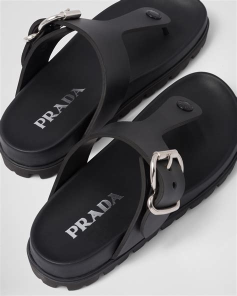 prada black rubber flip flops|farfetch Prada slides.